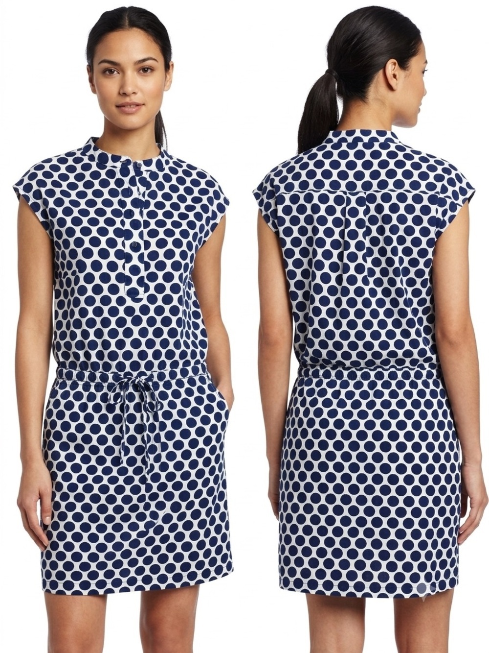 GAP Vintage Y2K Polka Dot Drop M Tie Waist Pockets Cotton Dress T Shirt Mini Top